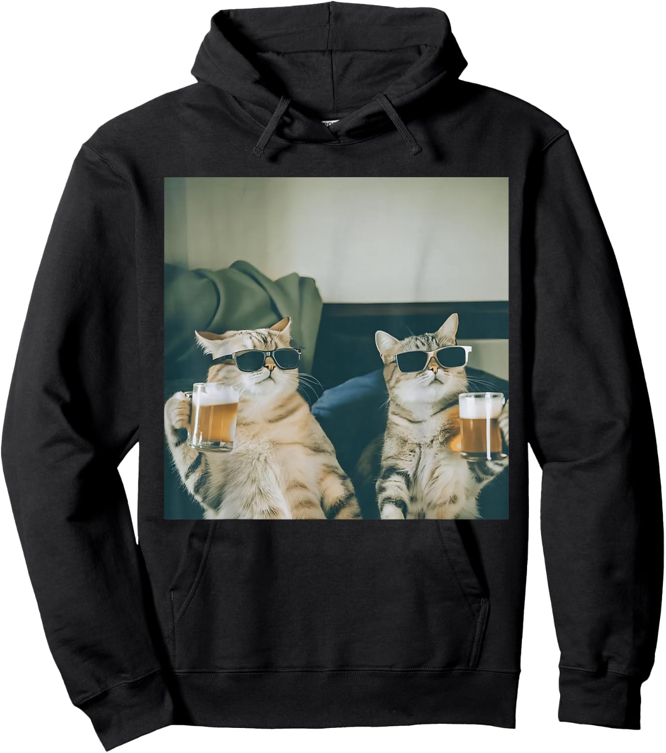 Retro Bier Katzen Foto Lustig Alkohol gekühlt Katze Party Lustig Hoodie - Hoodie | Black