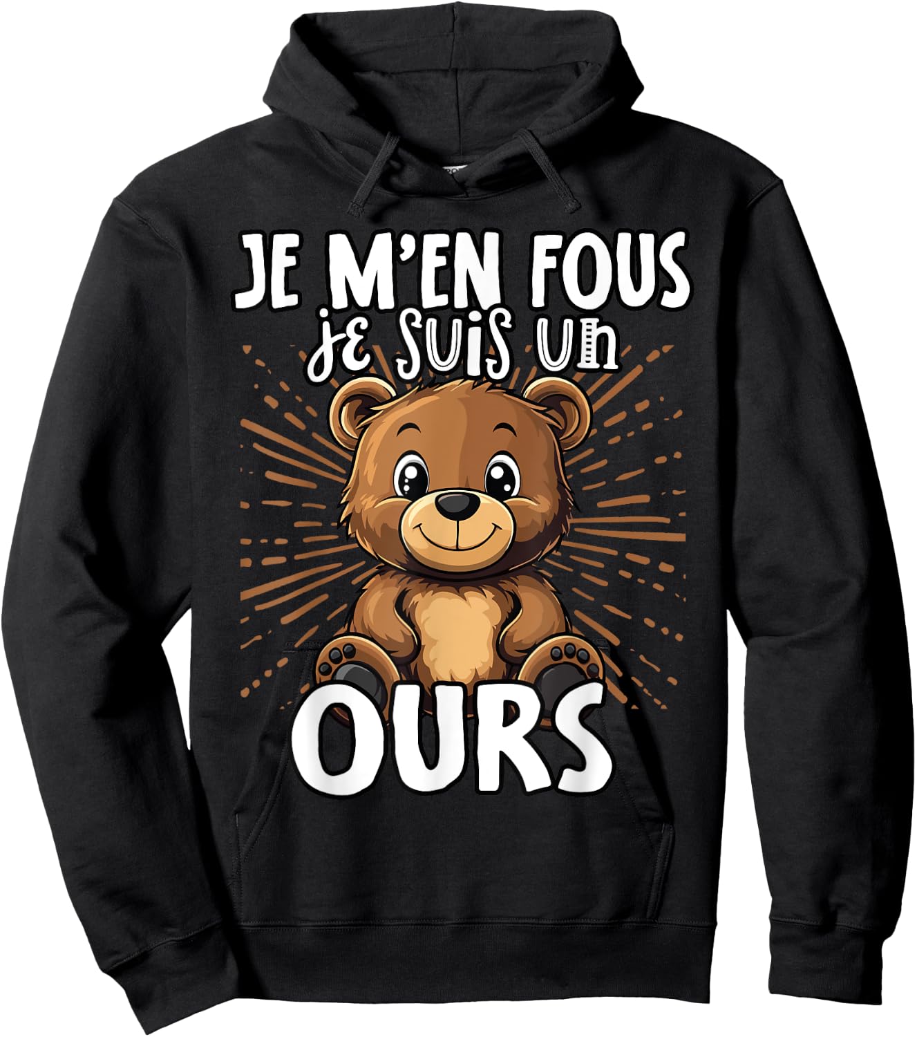 Je M'en Fous Je Suis Un Ours - Sweet Bear , Black, S Hoodie - Hoodie | Black