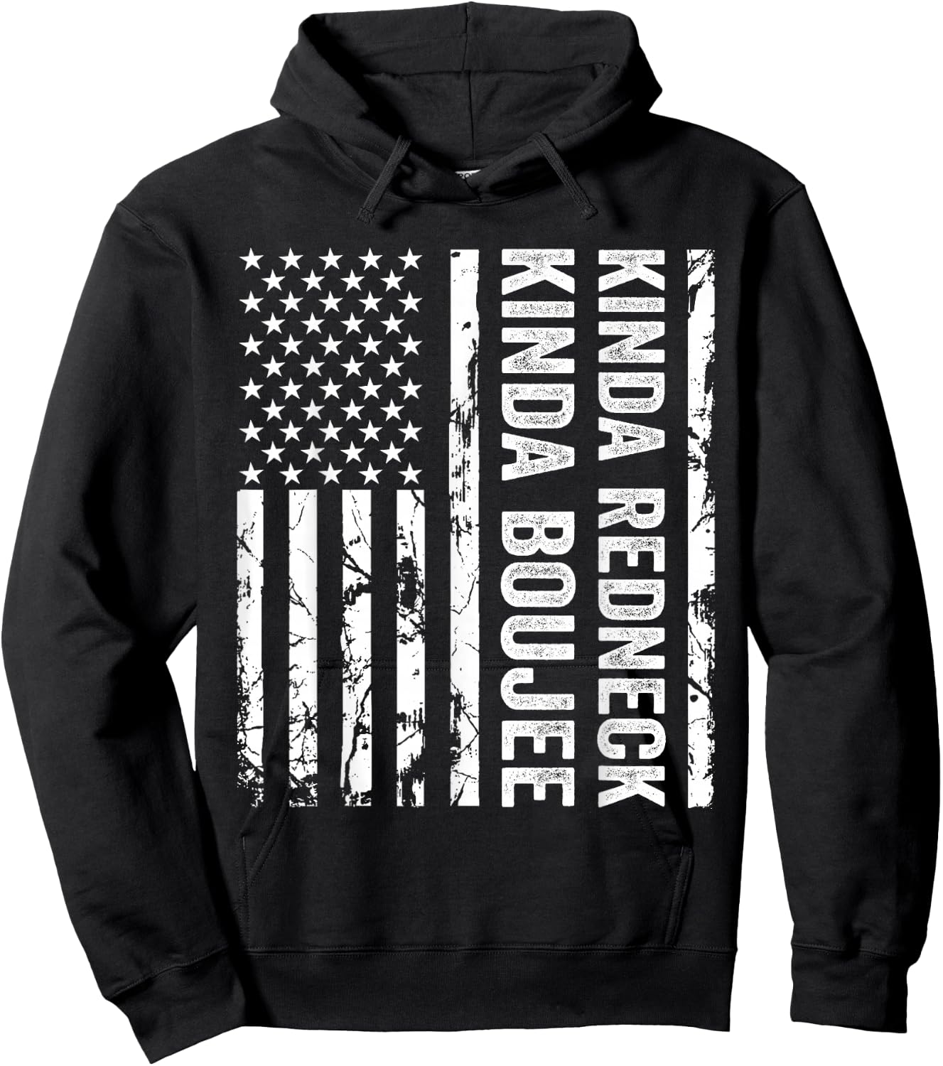 Kinda Redneck Kinda Boujee USA American Flag Southern Hoodie - Hoodie | Black