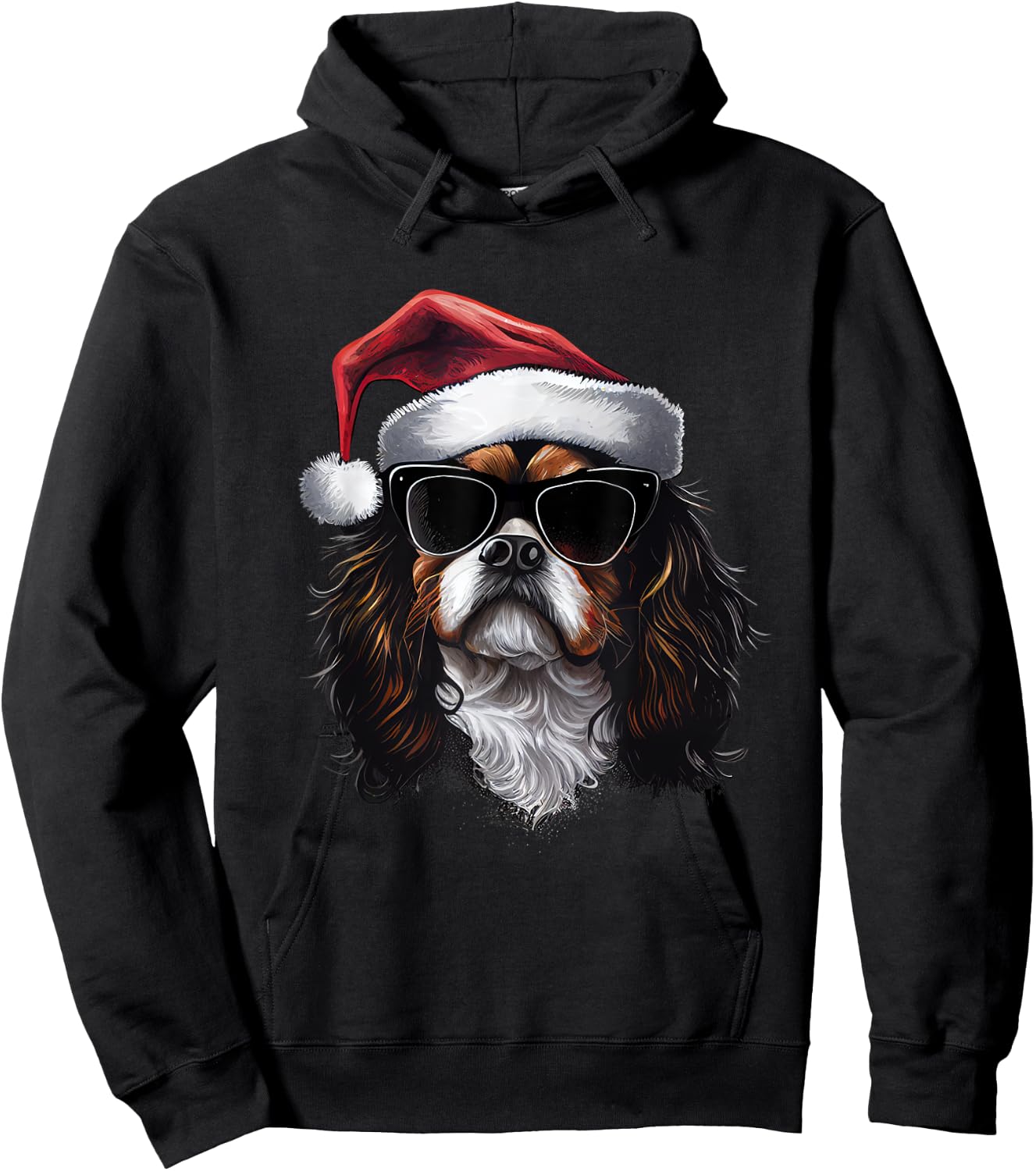 Cavalier King Charles Spaniel retro christmas outfit Hoodie - Hoodie | Black