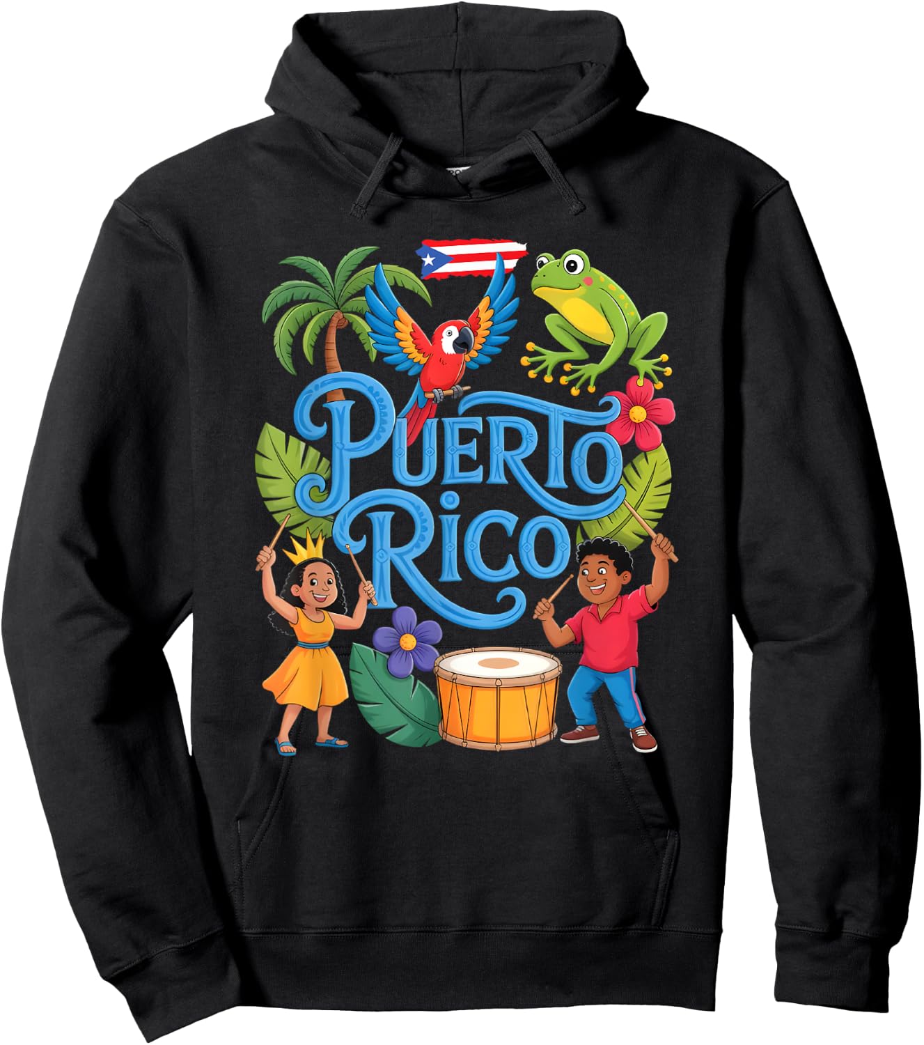 Taino Boricua Boys Girls Puerto Rico Kids Hoodie - Hoodie | Black