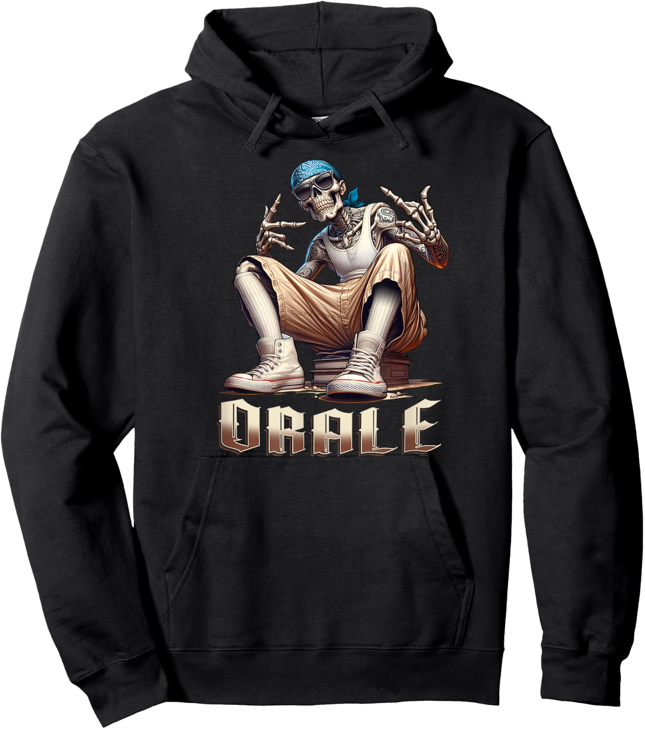 ORALE Chicano Art Cholo Chola Homie Mexican Skeleton Hoodie - Hoodie | Black