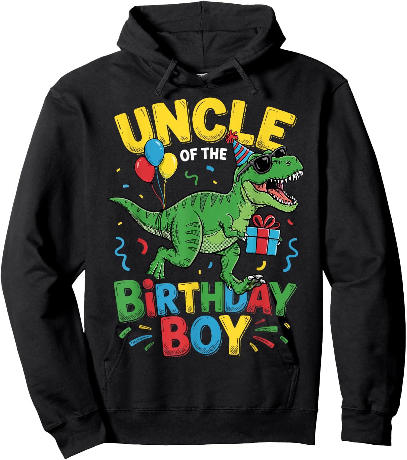 Uncle of The Birthday Party Outfit Dinosaur Squad Uncle Hoodie - Hoodie | Black