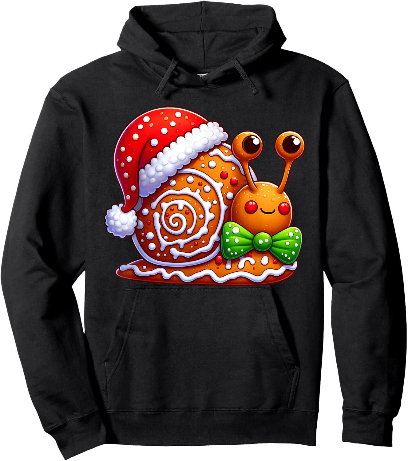 Funny Gingerbread Man Snail Christmas Kids Hoodie - Hoodie | Black