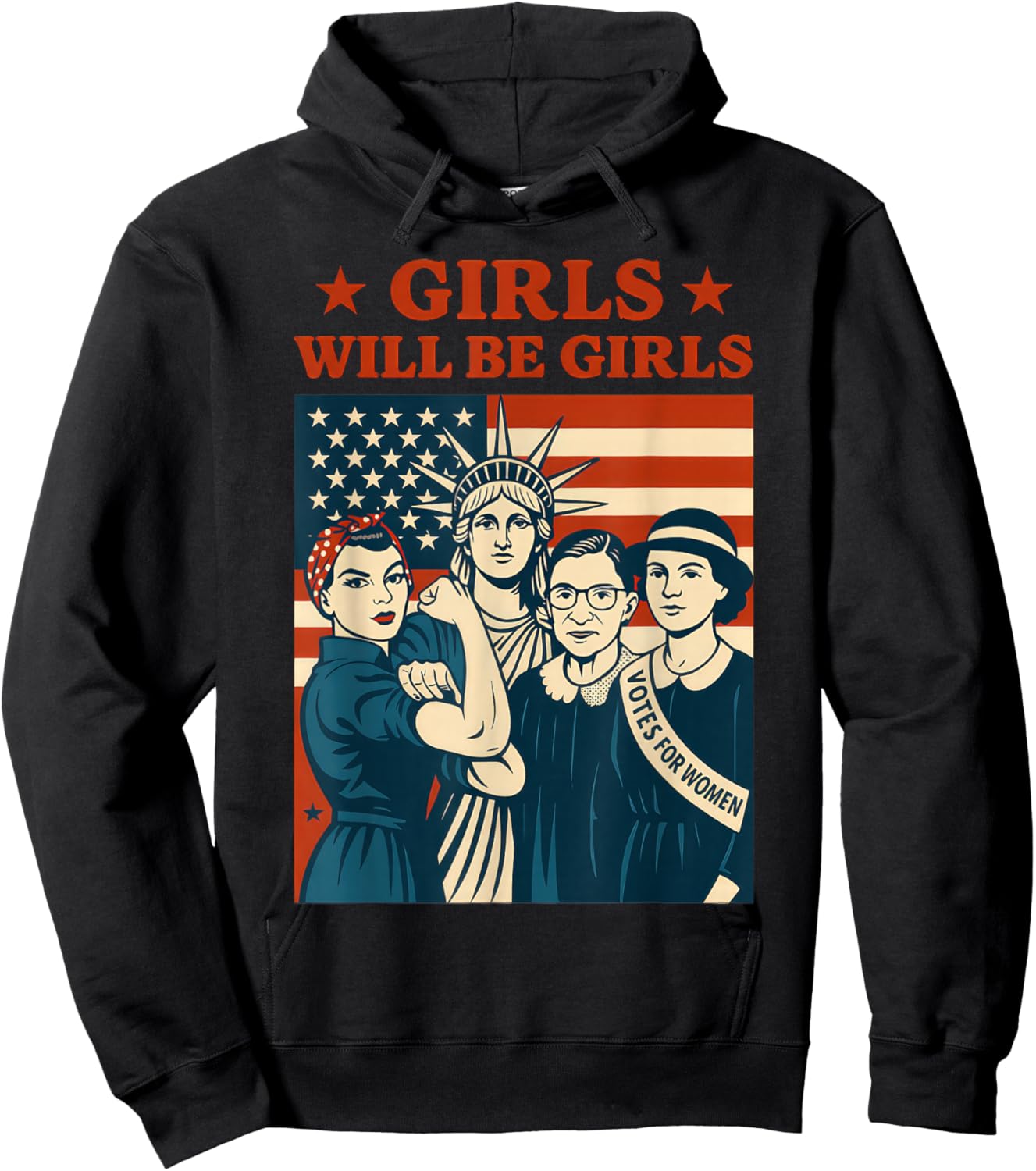 Girl Will Be Girls Shirt Praying Mantis Funny Feminist Hoodie - Hoodie | Black