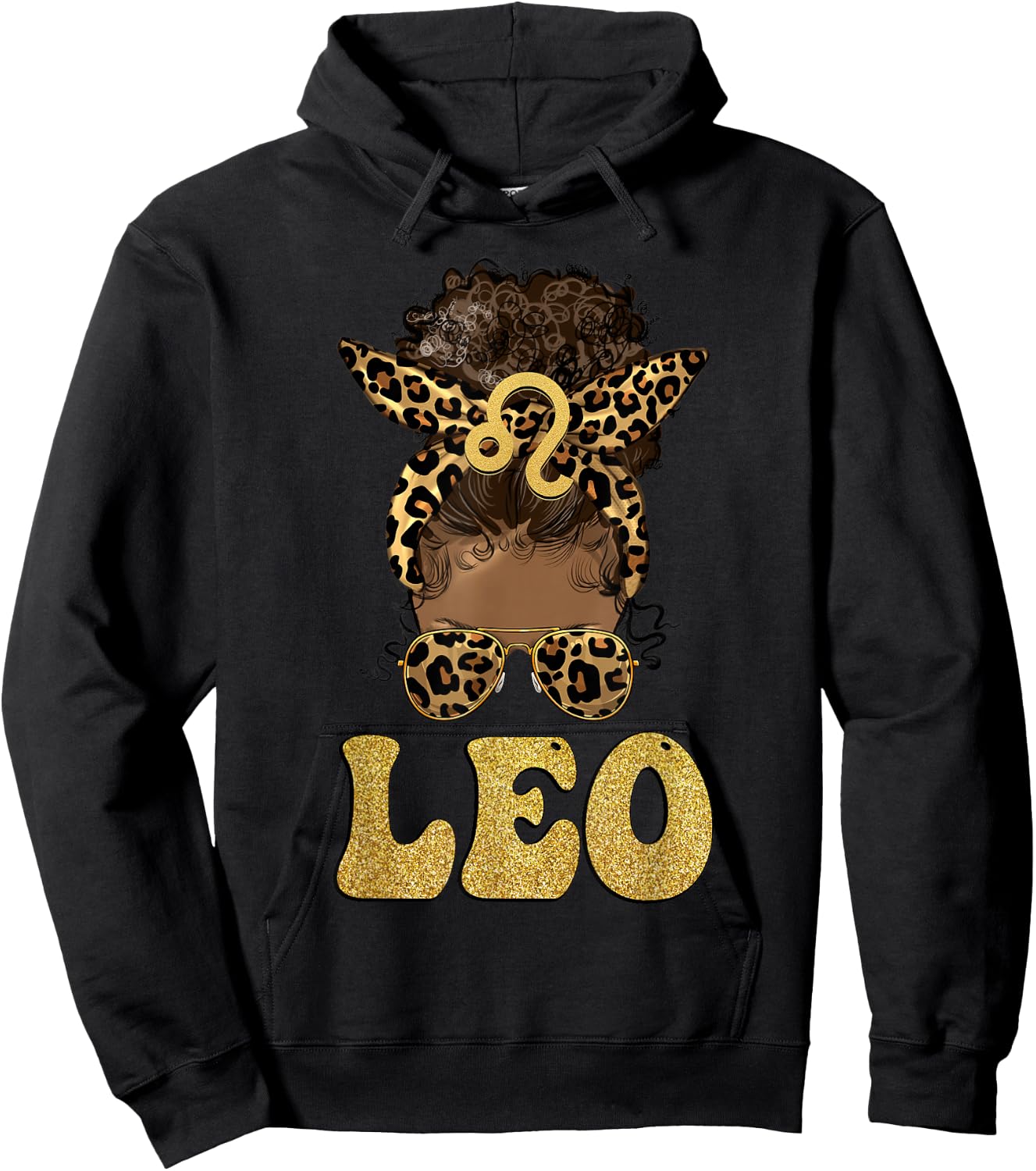 Leo Girl Afro Messy Bun African American women Hoodie - Hoodie | Black