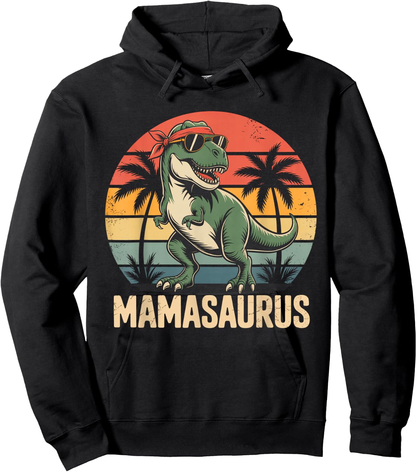 Mamasaurus T Rex Retro Dinosaur Mom Mothers Day Mama Humor Hoodie - Hoodie | Black