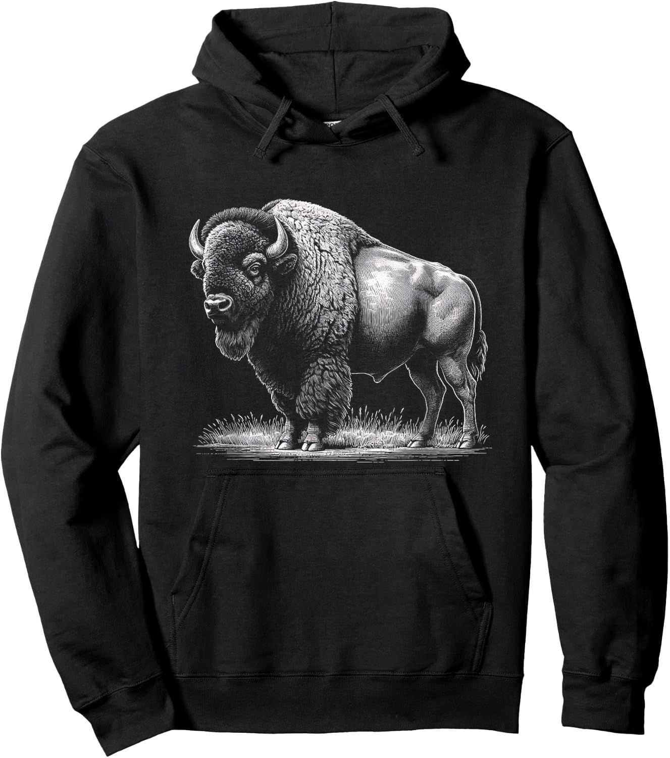 Vintage American Bison Buffalo Graphic Art Design Hoodie - Hoodie | Black