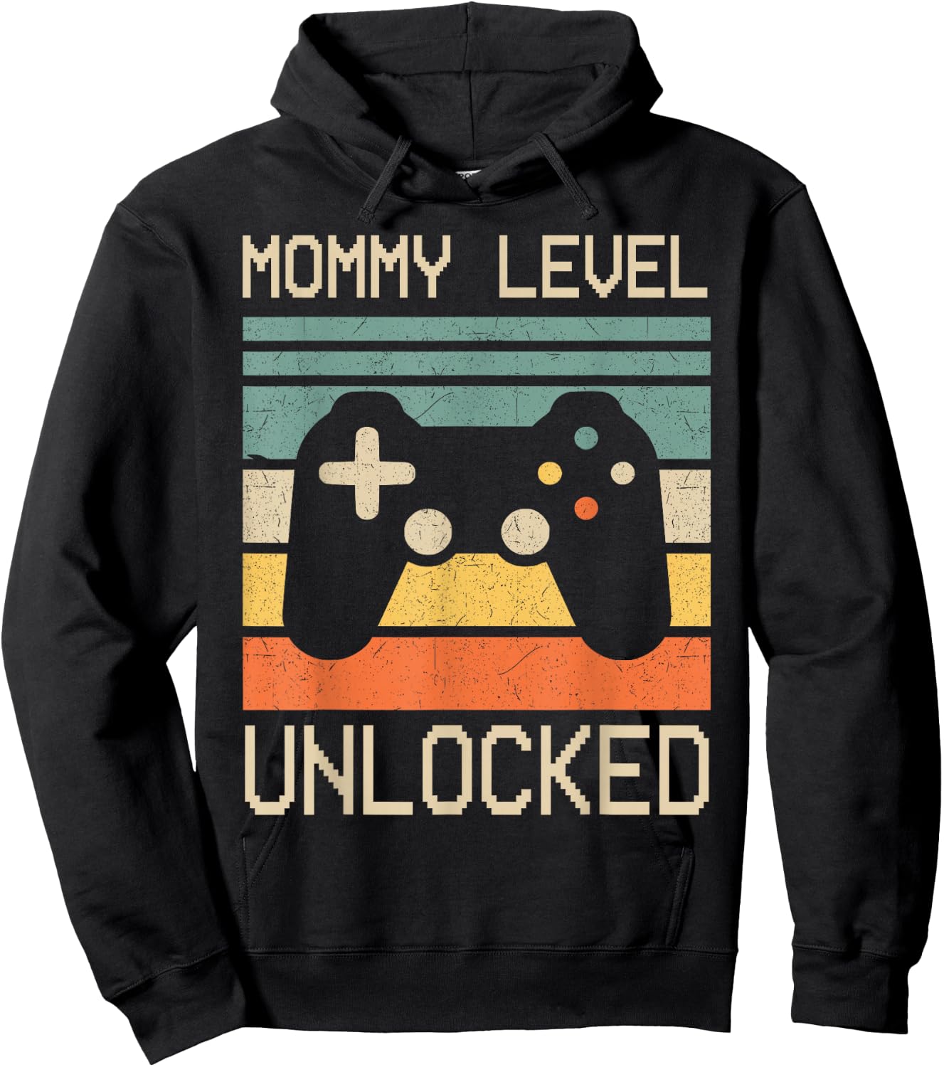 Funny New Mom Level Unlocked Leveled Up To Mommy Gaming Mom Hoodie - Hoodie | Black