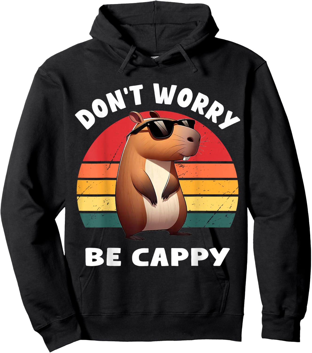 Capybara Capybara Rodent Dont Be Worry Be Capy Retro Funny Capybara , Black, S Hoodie - Hoodie | Black