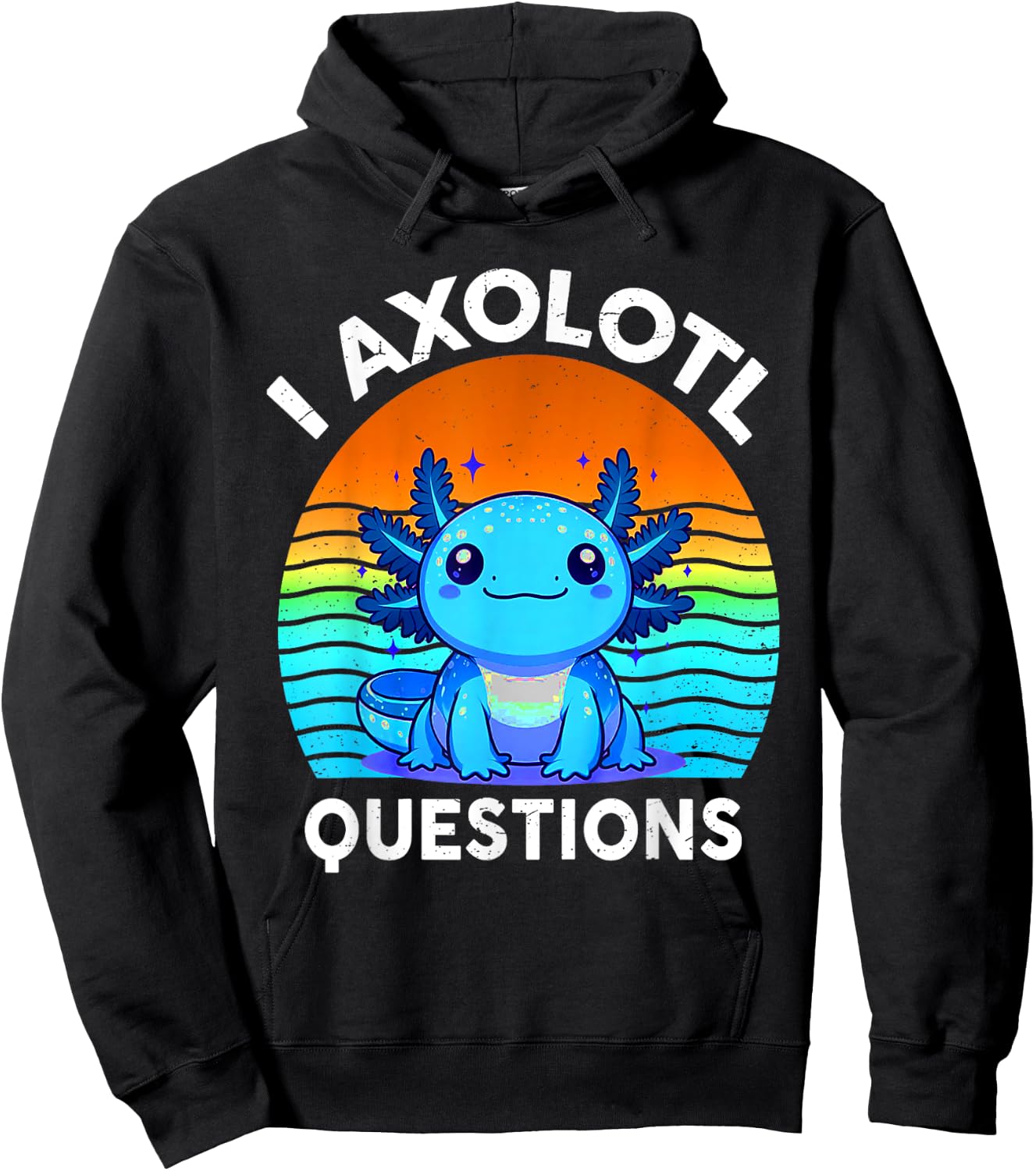 Kids Funny I Axolotl Questions Retro Cute Toddler Boy Girl Hoodie - Hoodie | Black