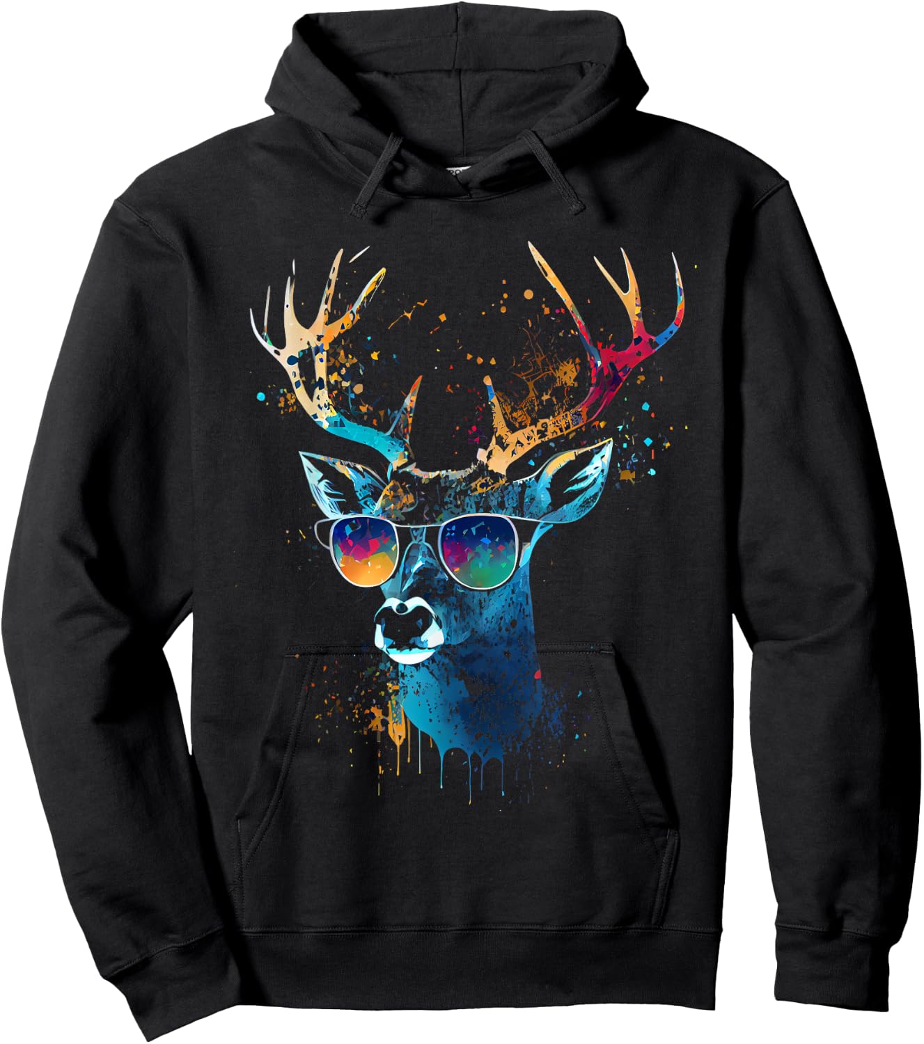 Deer Sunglasses Hunting Hunter Nature Fan Forest Hiking , black Hoodie - Hoodie | Black