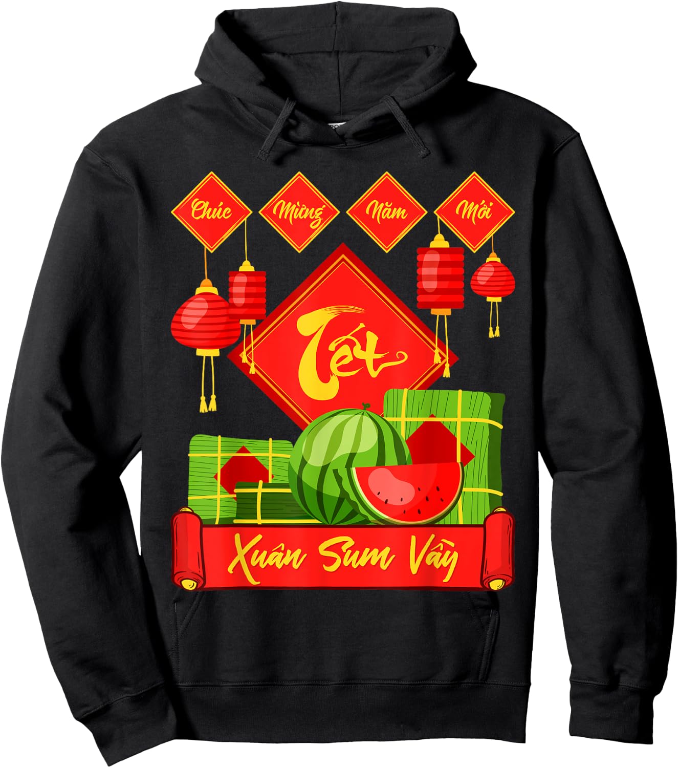 Xuan Sum Vay Vietnam Tet Wish Lunar New Year , Black, S Hoodie - Hoodie | Black