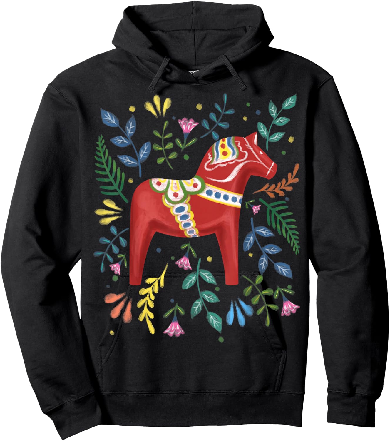 Schwedisches Dalahelmsoljd Pferd Volkskunst Schweden Flagge Dalahelmsoljd Pferd Hoodie - Hoodie | Black