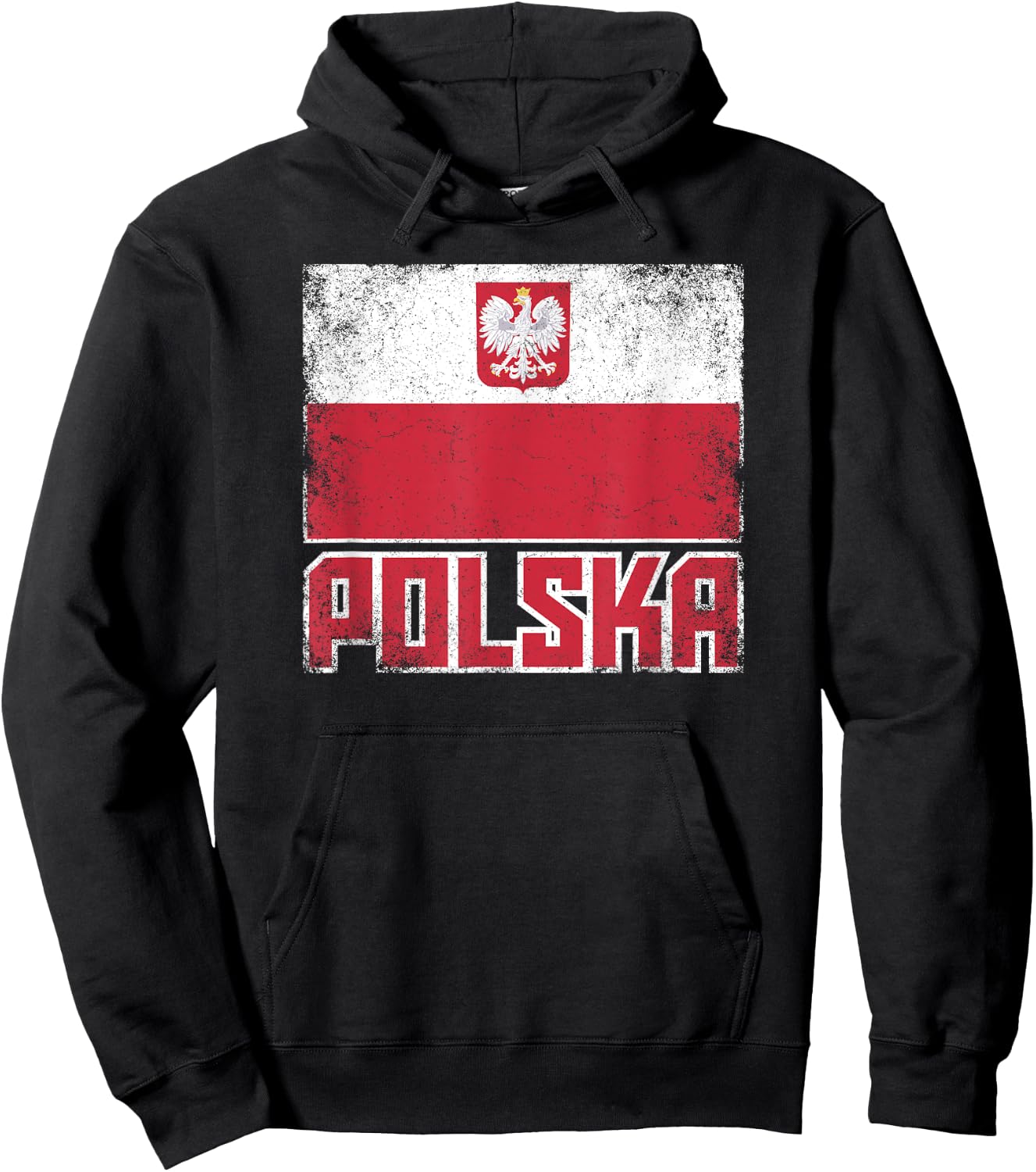 Polska Poland Flag Vintage Retro Country Polish Pride Hoodie - Hoodie | Black