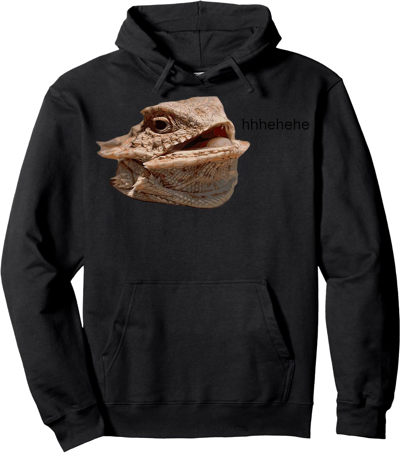 Laughing Iguana HeHe Lizard Hoodie - Hoodie | Black