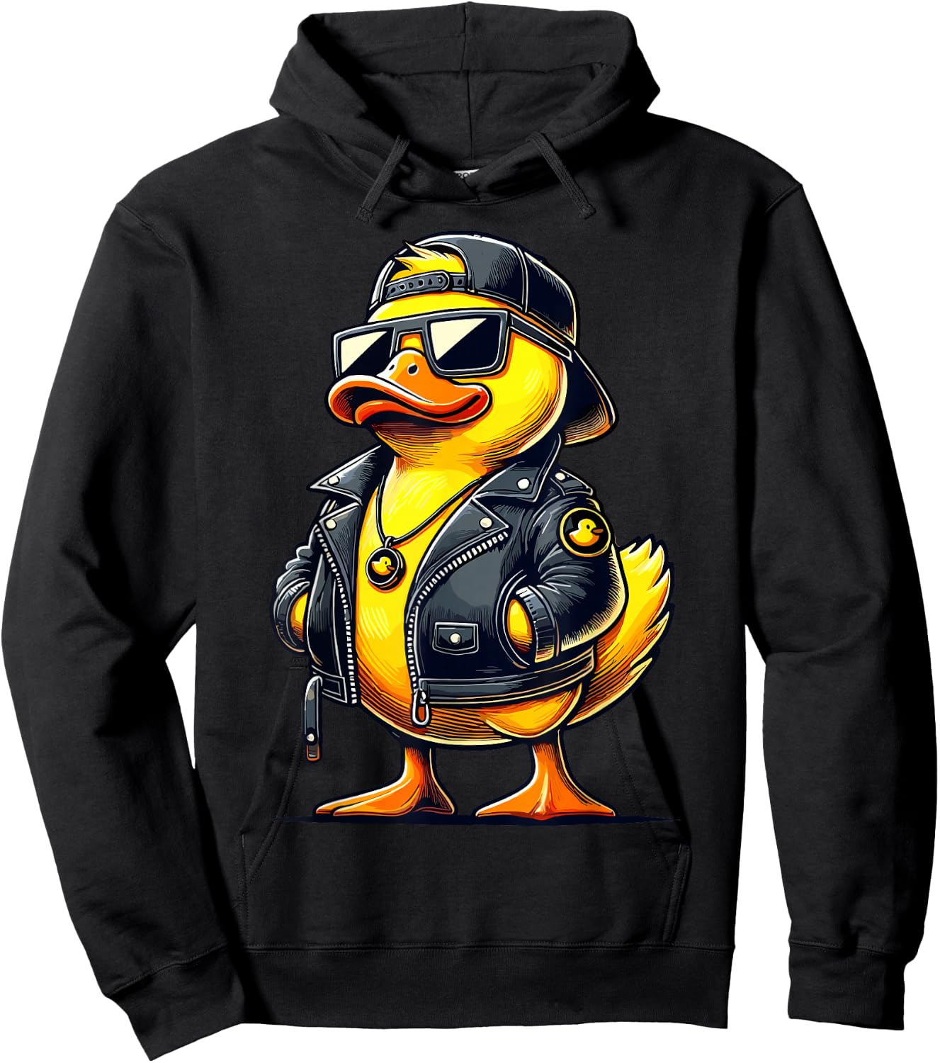 Cool Duck with Sunglasses Rubber Duck Hoodie - Hoodie | Black