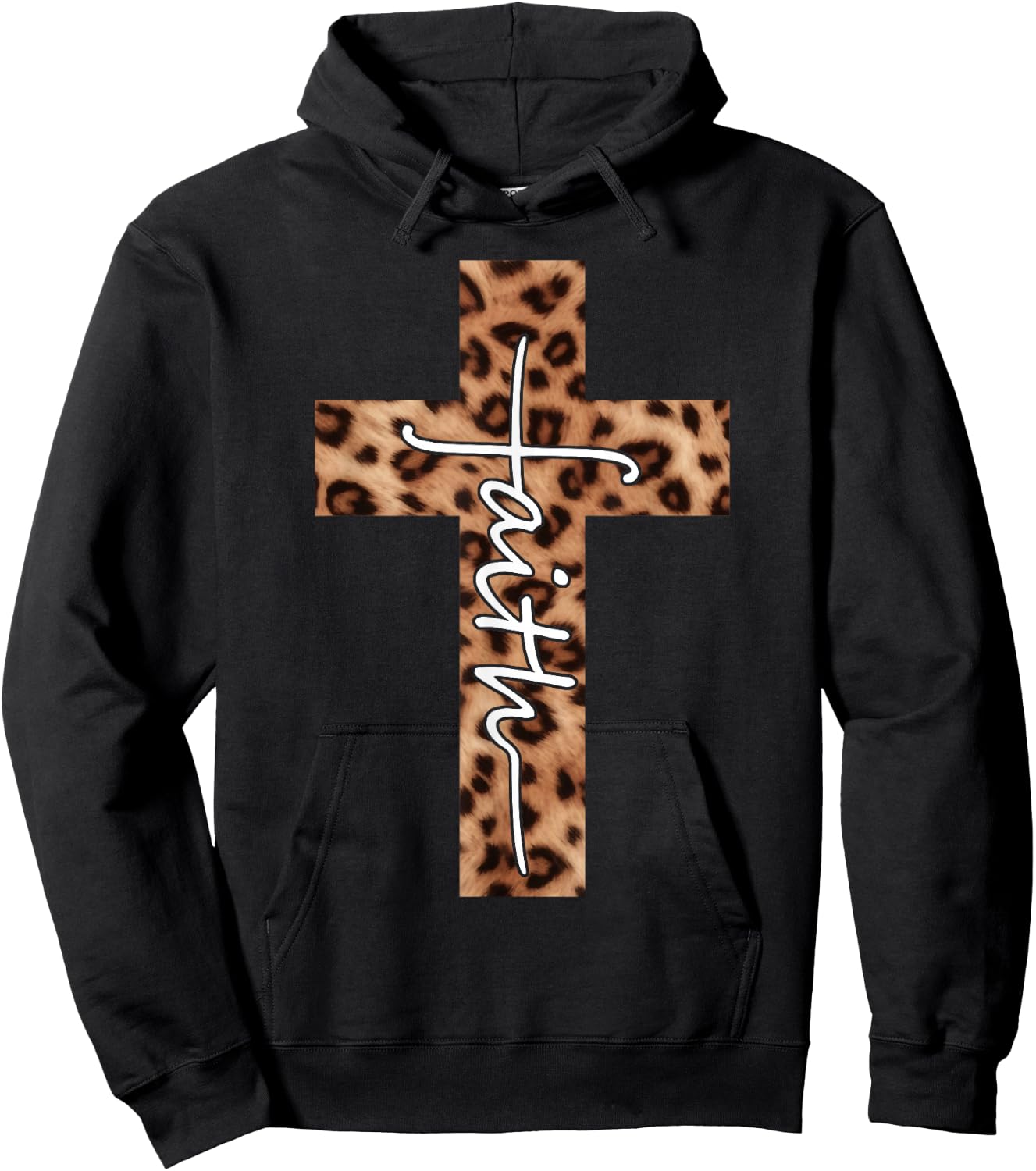Faith Leopard Cross Christian Religious Faith Aesthetic Hoodie - Hoodie | Black