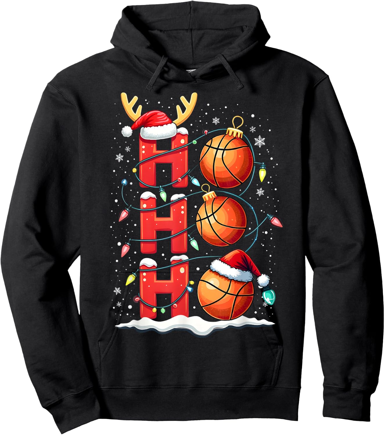 Christmas Basketball Ho Ho Sports Christmas Basketball Boys Kids , Black, S Hoodie - Hoodie | Black
