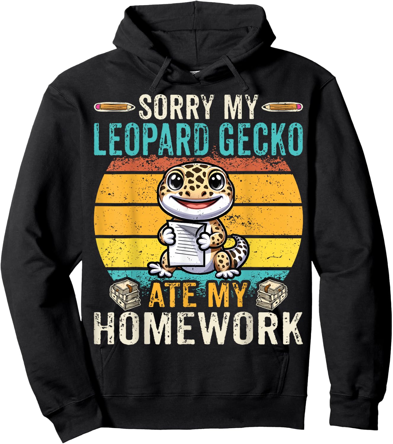 Sorry My Leopard Gecko Ate My Homework - Reptile Gecko Lover Hoodie - Hoodie | Black