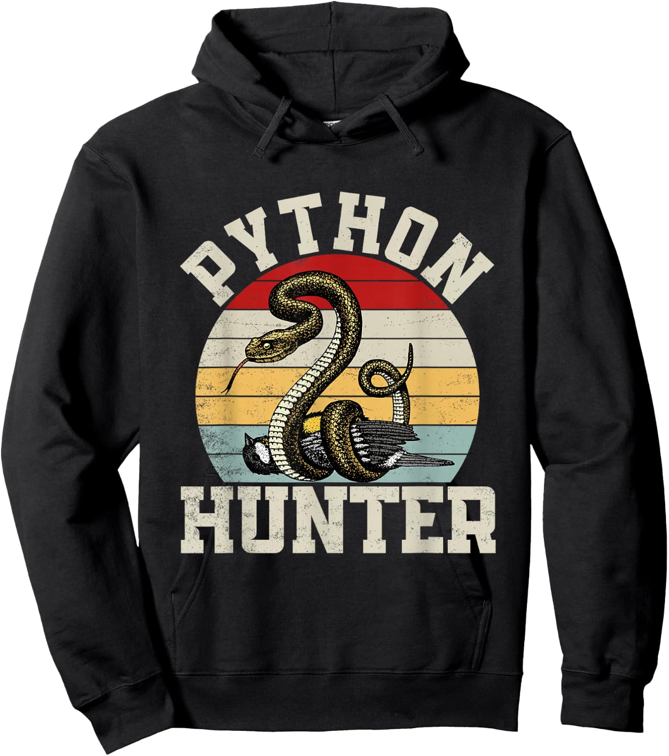 Python Hunter Florida Snake Vintage Retro Sunset Hoodie - Hoodie | Black