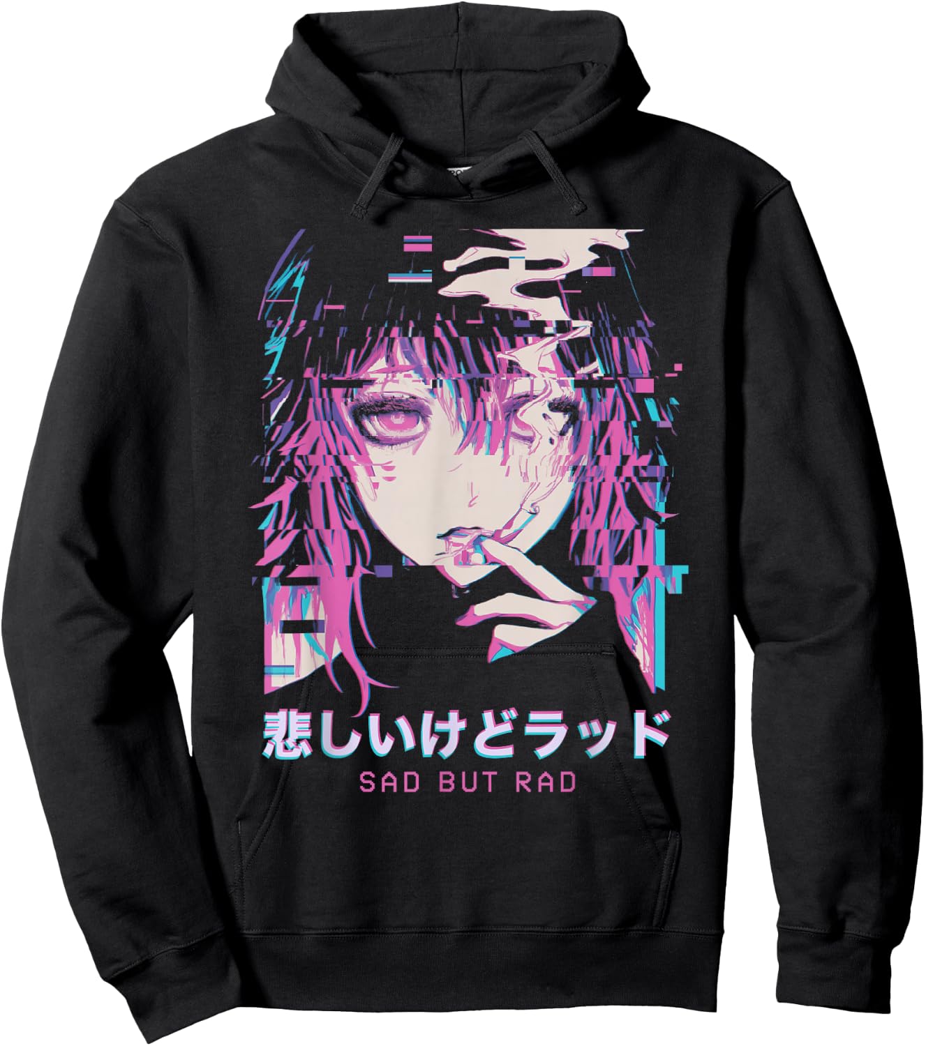 Smoking Anime Femboy Glitch Sad But Rad Vaporwave Hentai , Black, S Hoodie - Hoodie | Black