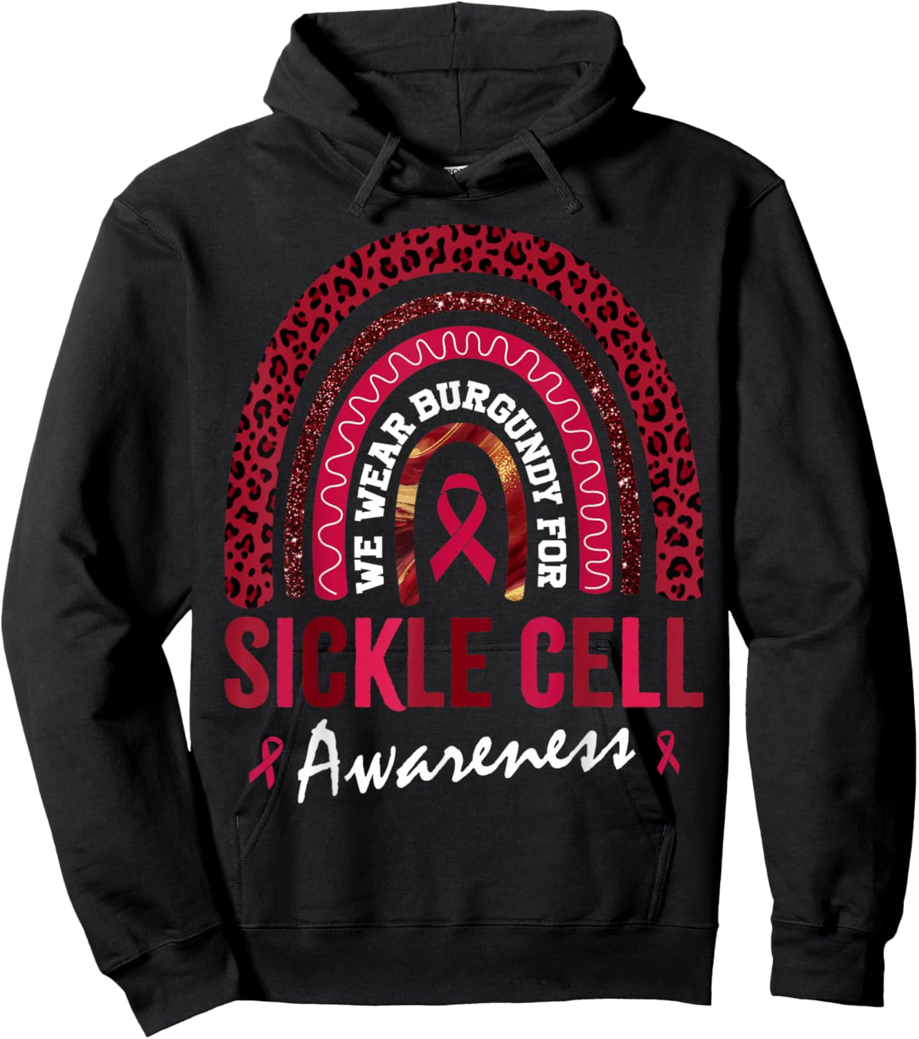 in September We Wear Burgundy for Sickle Cell Awareness Hoodie - Hoodie | Black