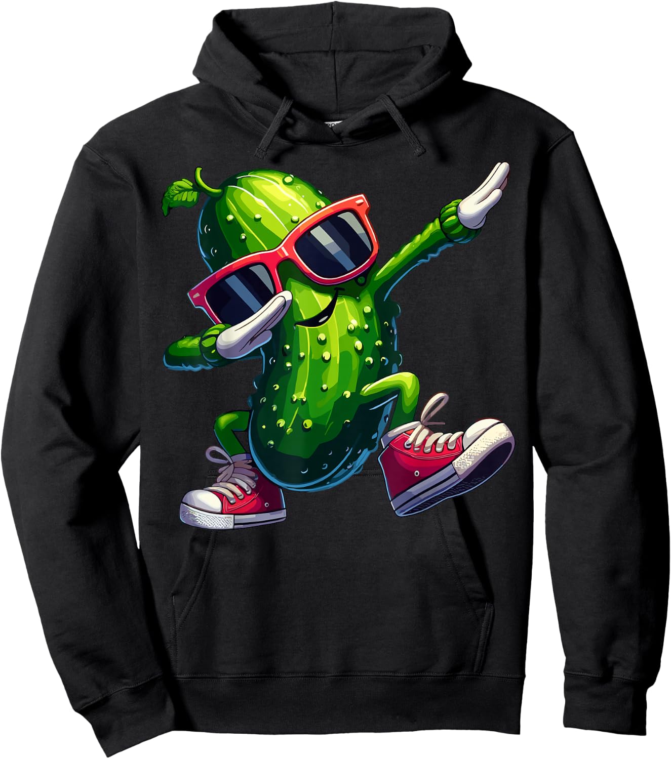 Pickle Dabbing Funny Sunglass Cucumber Boys Girls Kids Hoodie - Hoodie | Black