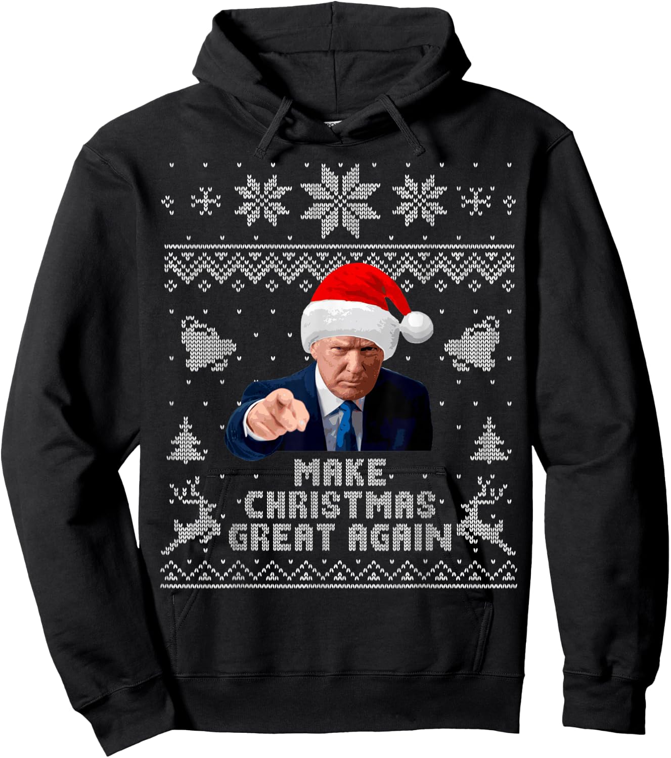 Make Christmas Great Again Donald Trump Holiday Hoodie - Hoodie | Black