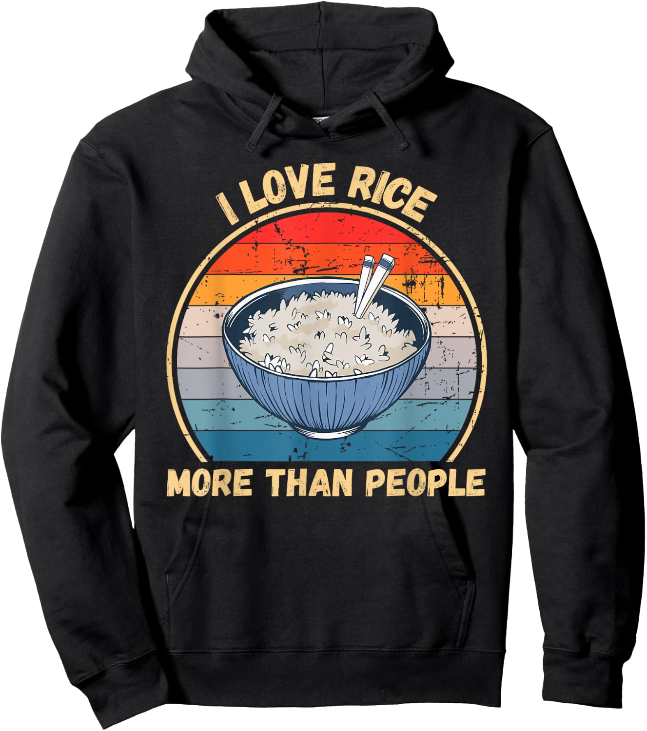 Vintage I Love Rice More Than People Rice Food Lover Hoodie - Hoodie | Black