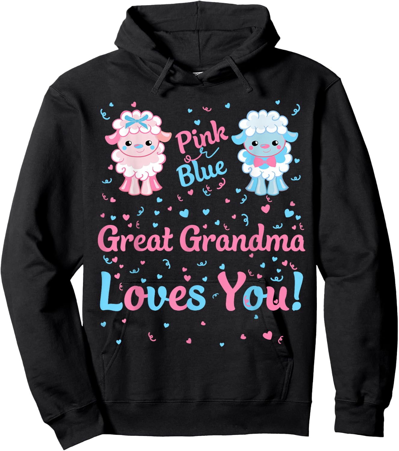 Great Grandma Gender Reveal Pink or Blue Sheep for Family Hoodie - Hoodie | Black