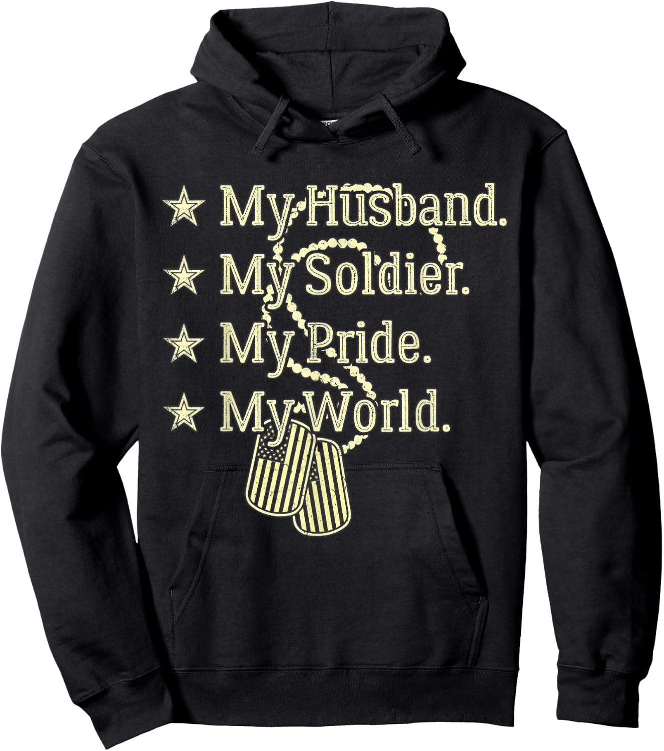My Husband Is A Soldier Hero Proud Military Wife Army Spouse Hoodie - Hoodie | Black