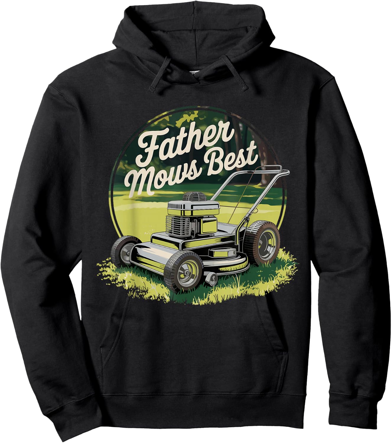 Father Mows Best Shirt Funny Lawn Care Dad Joke Hoodie - Hoodie | Black