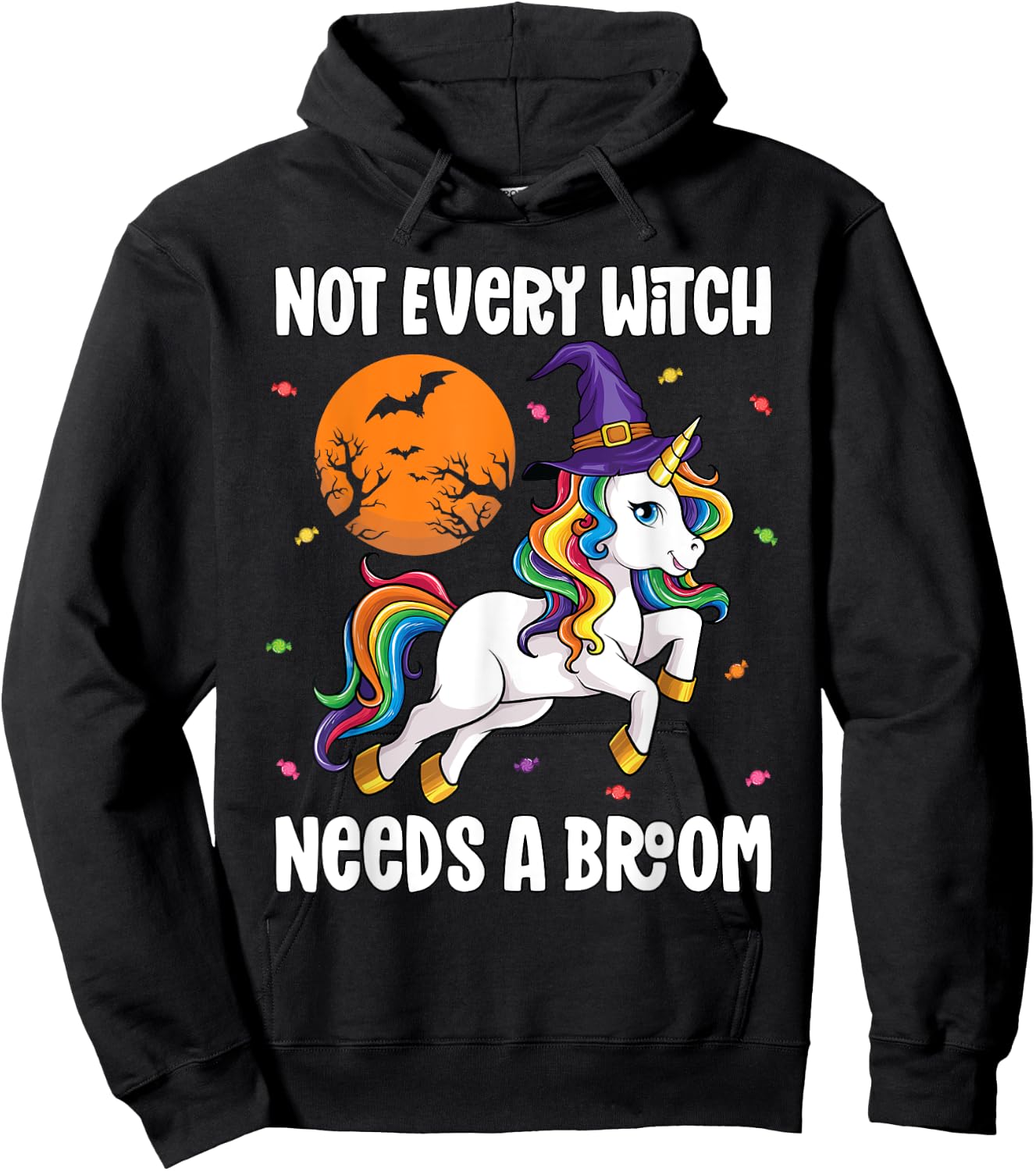 Halloween Unicorn Shirt Girls Women Witchy Unicorn Halloween Hoodie - Hoodie | Black