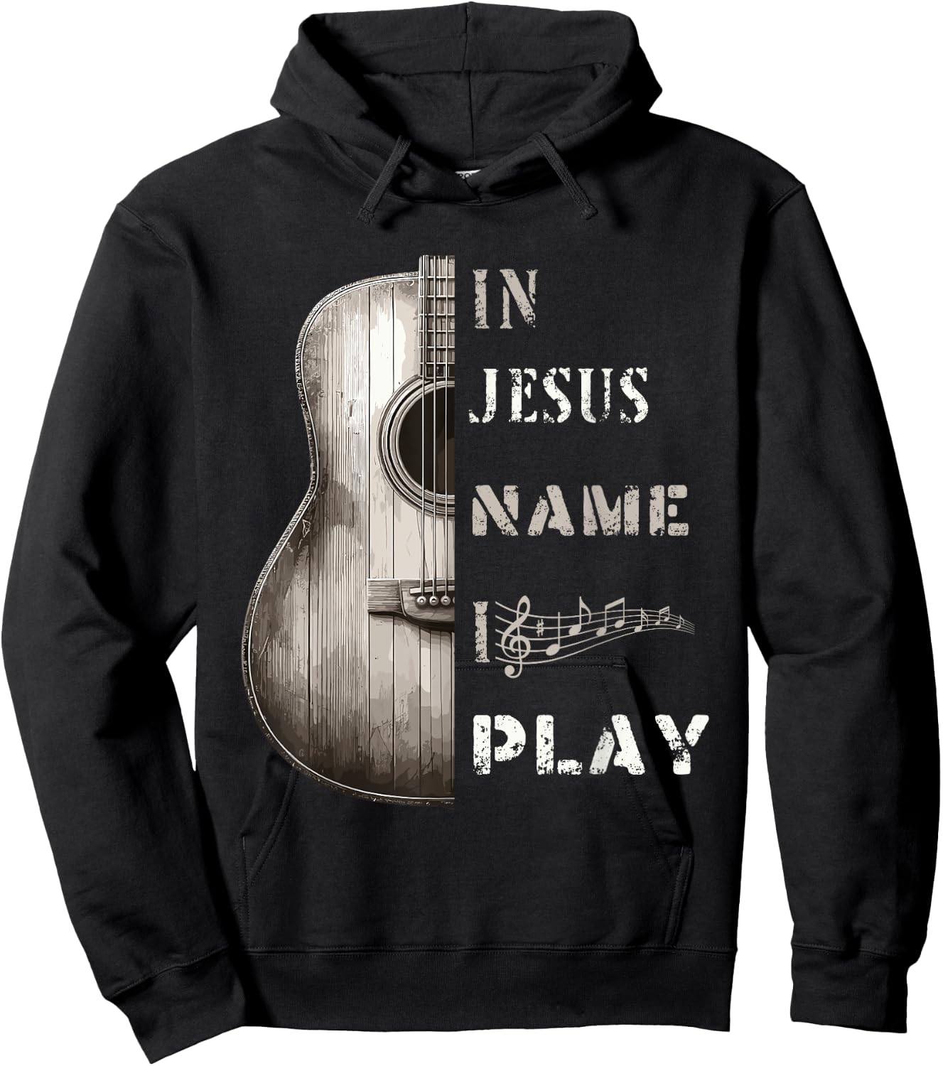 In Jesus Name I Play Guitar Guitar Lover Gift Hoodie - Hoodie | Black