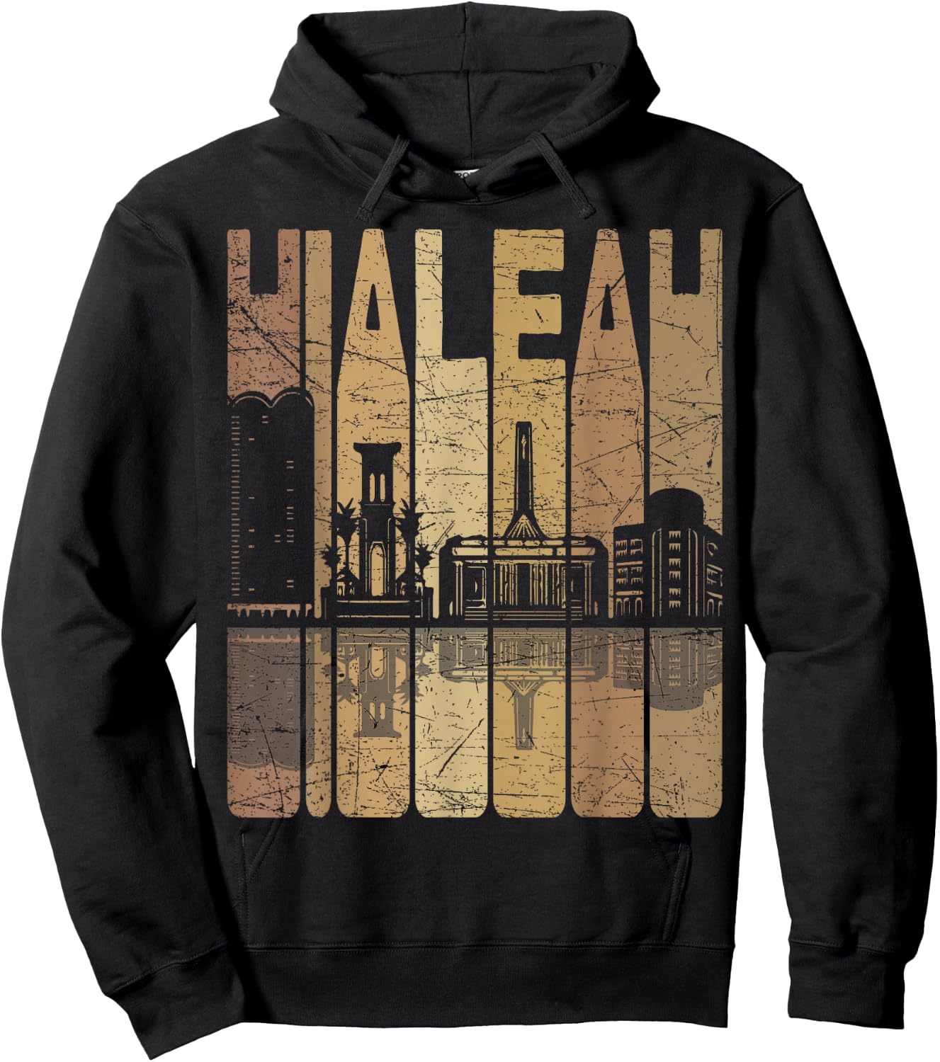 Hialeah Vintage Hialeah Florida Retro Hialeah Skyline Hoodie - Hoodie | Black