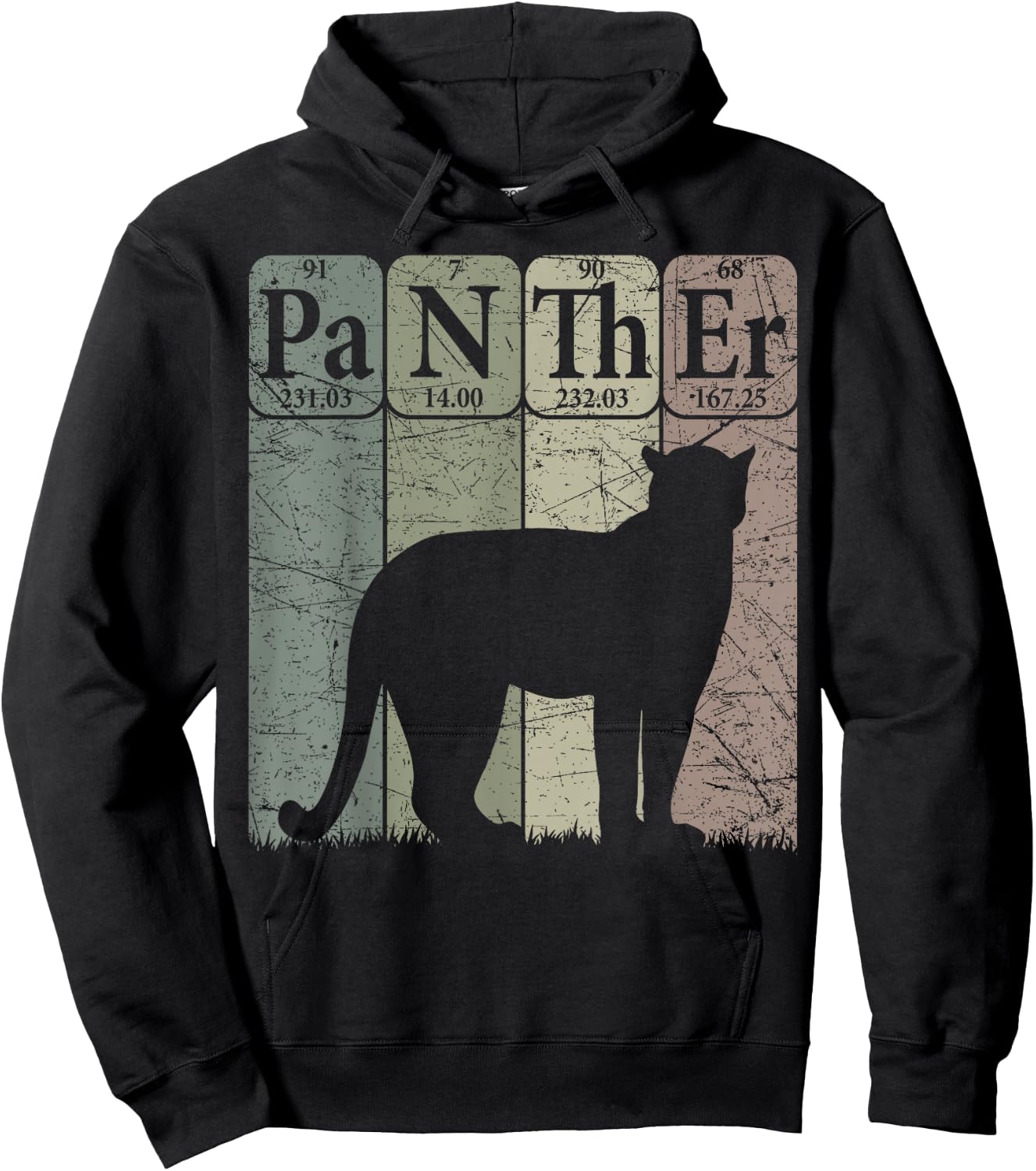 Panther Periodic Table Elements Retro Panther Nerdy Hoodie - Hoodie | Black