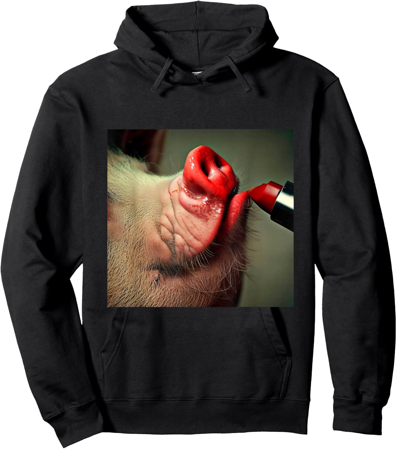 Lipstick on a Pig Slogan Hoodie - Hoodie | Black