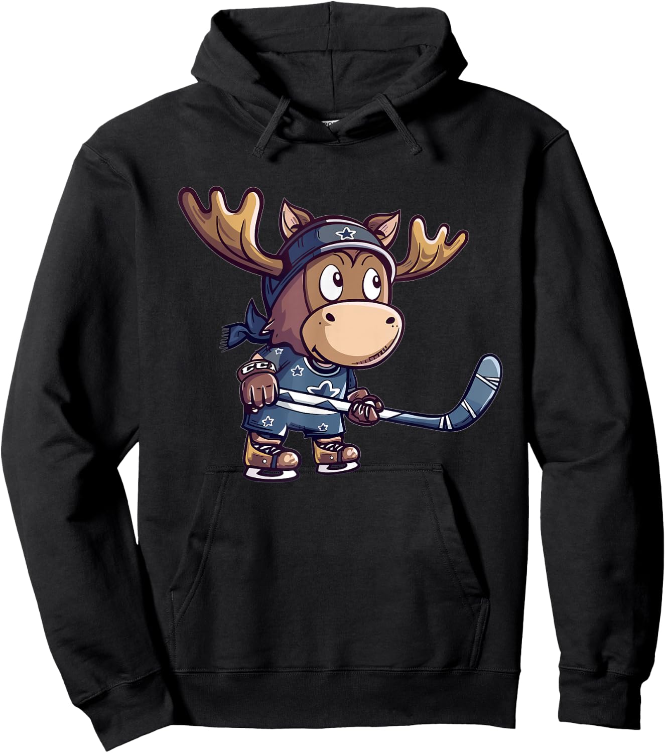Cute Ice Hockey Moose Hoodie - Hoodie | Black