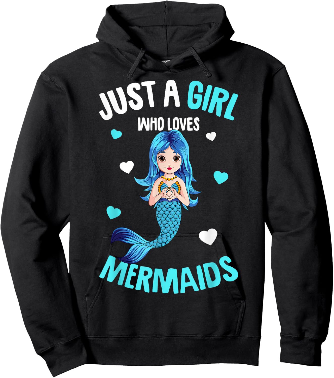 Just a Girl who loves Mermaids Kids Mermaid Hoodie - Hoodie | Black
