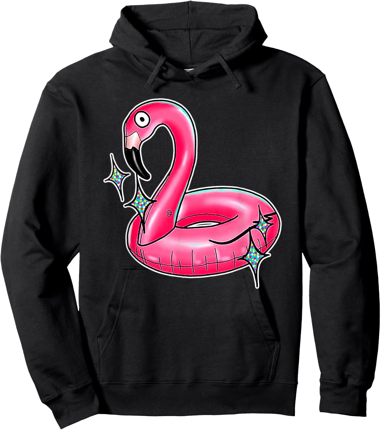 Flamingo Pool Float Pink Toy Hoodie - Hoodie | Black