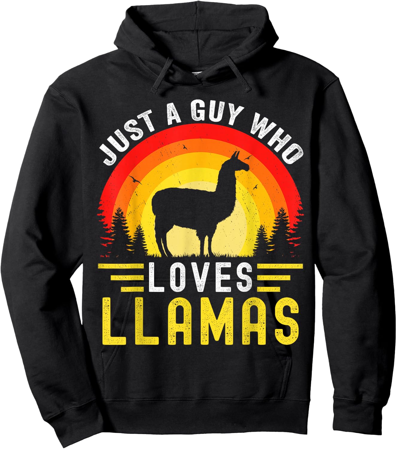 Just A Guy Who Loves Llamas Retro Vintage alpaca Llama Hoodie - Hoodie | Black