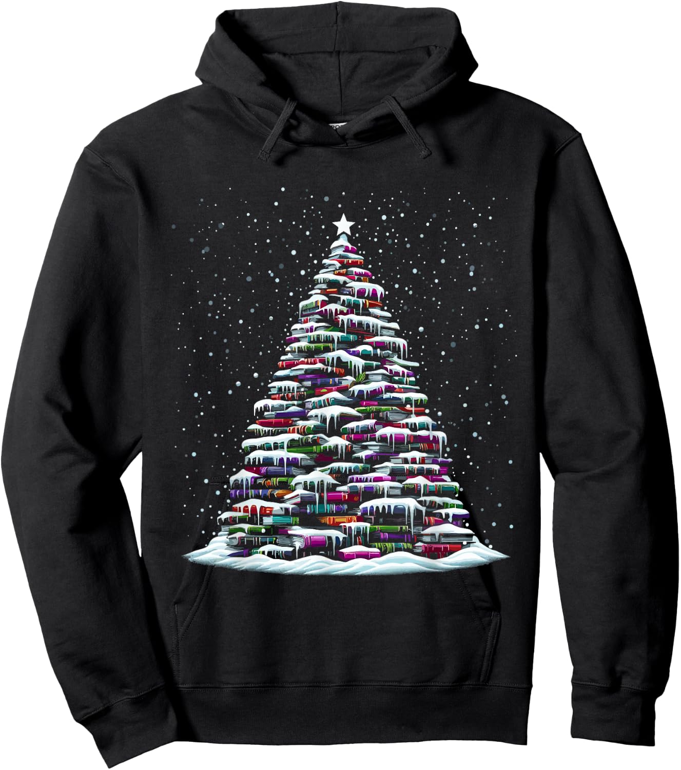 Christmas Tree Of Books - Xmas Tree Reading Book Lover Hoodie - Hoodie | Black