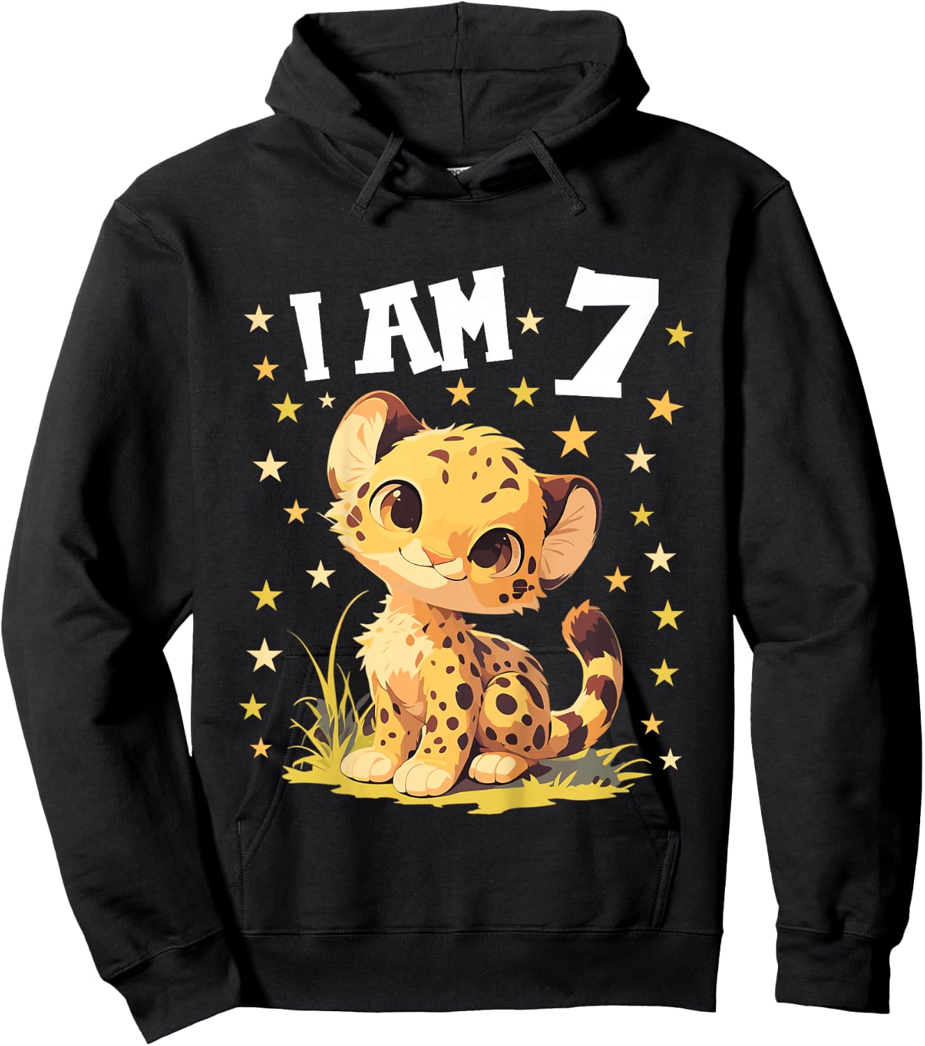 7 Years old 7 birthday Cheetahs Boy Girl Cheetah Hoodie - Hoodie | Black