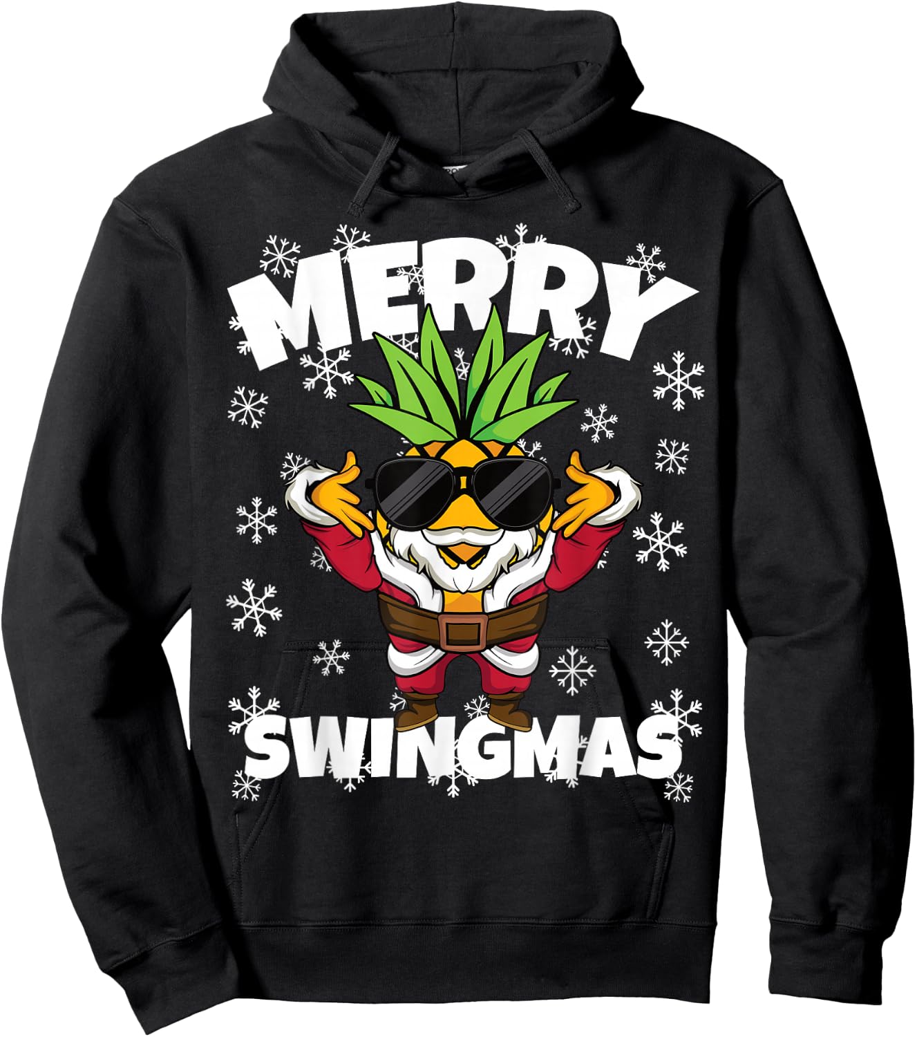 Swinger Christmas Santa Pineapple Merry Swingmas Hoodie - Hoodie | Black