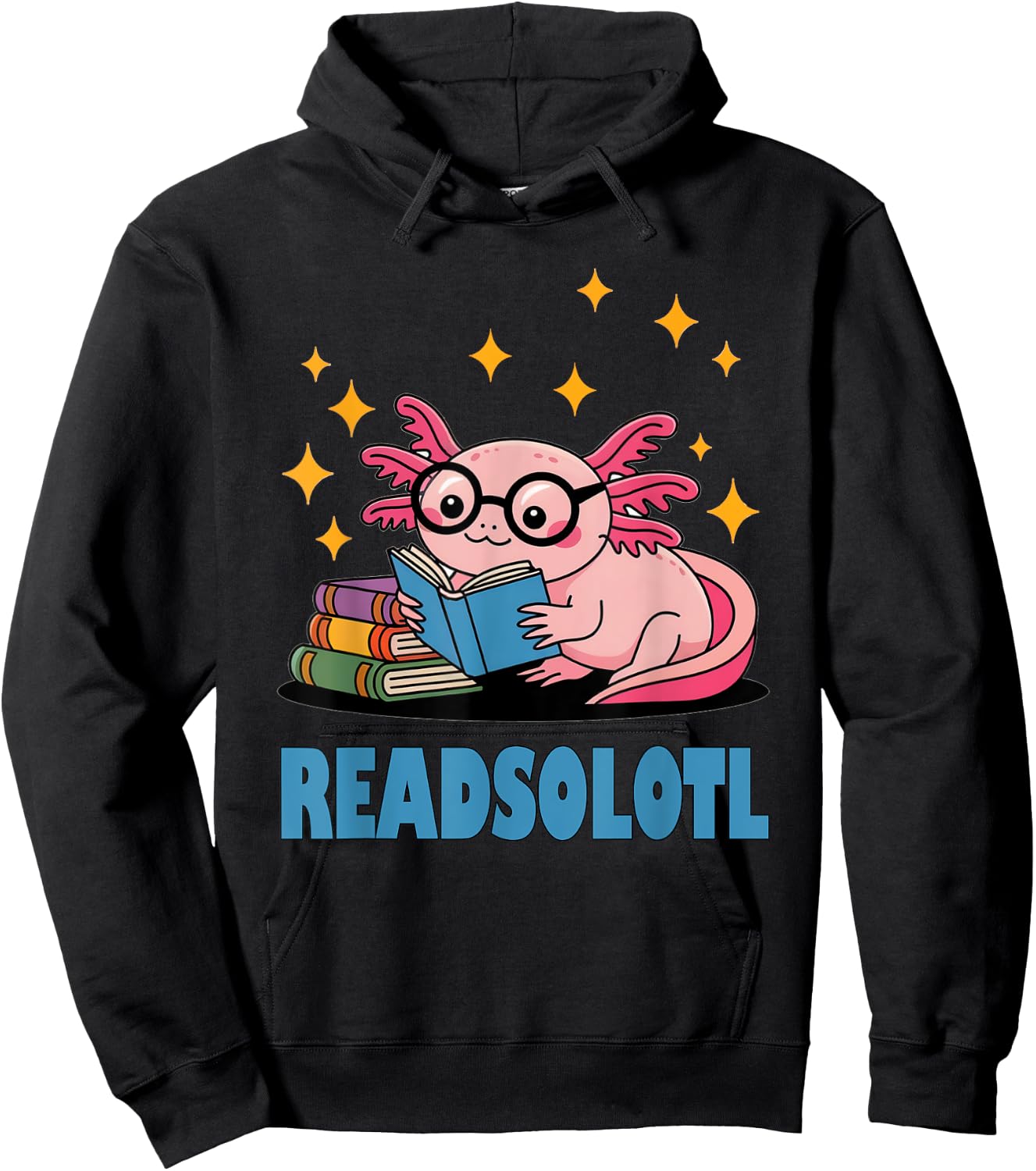 Readsolotl Pink Kawaii Axolotl Book Lover Cute Reading Girl Hoodie - Hoodie | Black