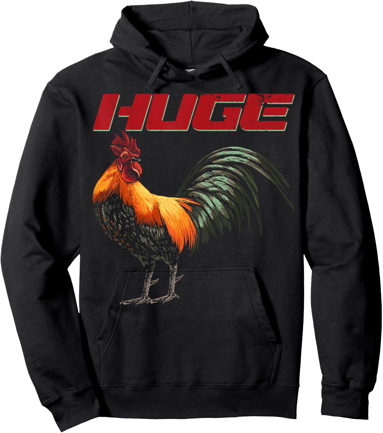 Huge Rooster Chicken Cock Bird Cockfighting Cockerel Hoodie - Hoodie | Black