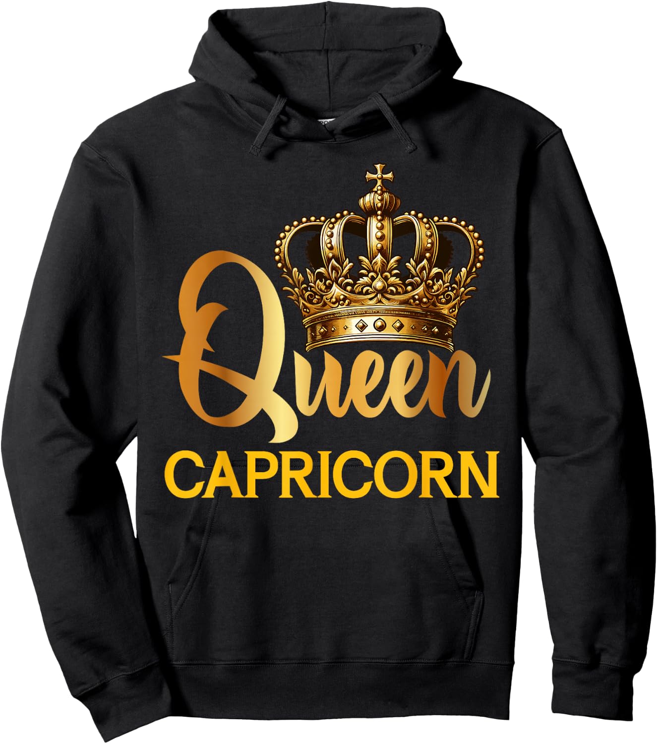 Queen Capricorn Goat Zodiac Sign Crown Hoodie - Hoodie | Black