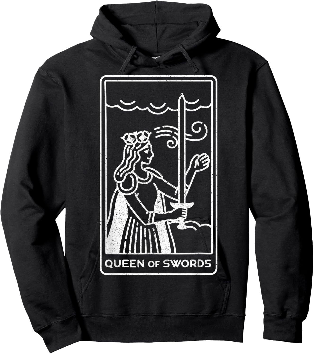 Queen of Swords – Cute Esoteric Occult Tarot Card Hoodie - Hoodie | Black
