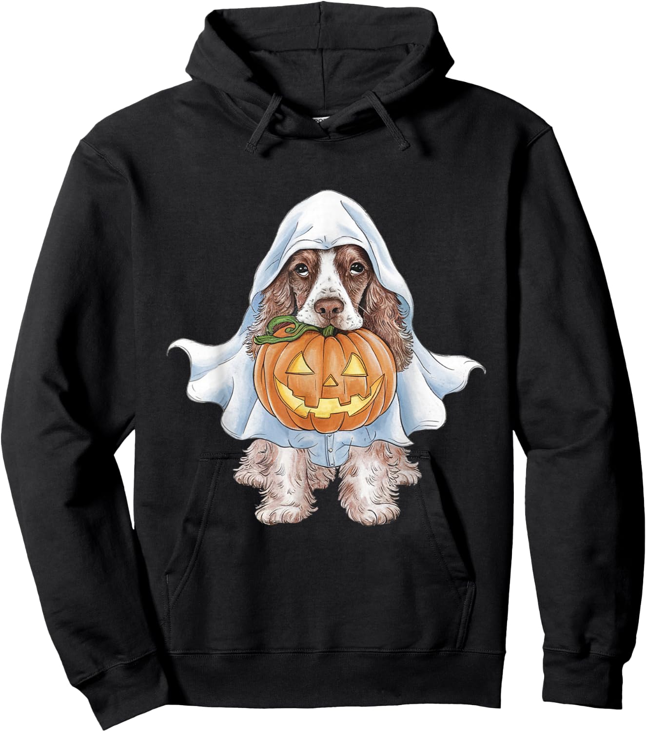 Cocker Spaniel Ghost Dog Halloween Men Women Kids Hoodie - Hoodie | Black